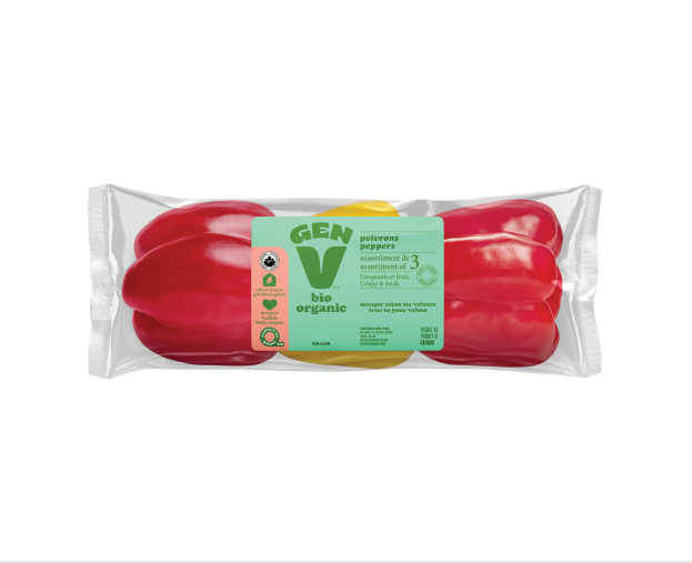 Poivrons emballés biologiques